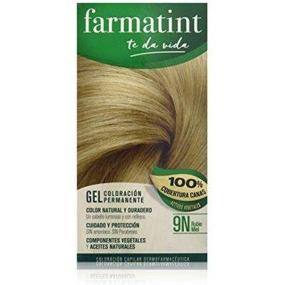 FARMATINT Gel 9N Honingblond, permanente plantaardige kleurstof, zonder ammoniak, volledige dekking van wit haar, verzorgt en beschermt je haar, 135 ml FARMATINT Gel 9N Honingblond, permanente plantaardige kleurstof, zonder ammoniak, volledige dekking van wit haar, verzorgt en beschermt je haar, 135 ml