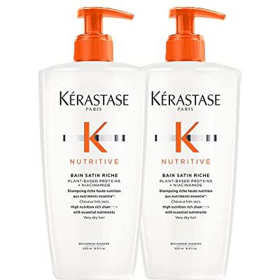 KÉRASTASE Shampoo voor droog tot zeer droog haar, voedend voor meer glans en zachtheid, satijn, rijk voedend, 2 x 500 ml KÉRASTASE Shampoo voor droog tot zeer droog haar, voedend voor meer glans en zachtheid, satijn, rijk voedend, 2 x 500 ml