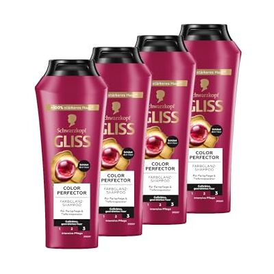 Gliss Kur Gliss Colour Perfector Shampoo voor gekleurd, highlights en gekleurd haar met hyaluroncomplex en cranberry-extract, 250 ml, 4 stuks Gliss Kur Gliss Colour Perfector Shampoo voor gekleurd, highlights en gekleurd haar met hyaluroncomplex en cranberry-extract, 250 ml, 4 stuks