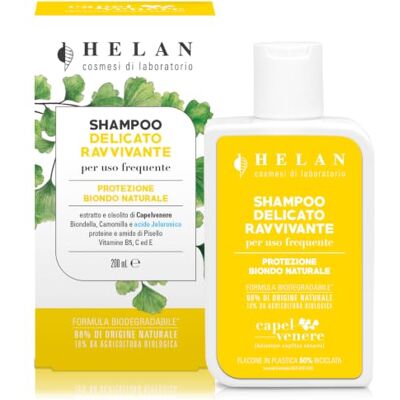 Helan Capelvenere Shampooing Ravivant pour Cheveux Blonds, Usage Frequent Quotidien Doux, Illumine avec Molene et Camomille Bio Protection Naturelle pour Cheveux Blonds, Made in Italy, 200 ml Helan Capelvenere Shampooing Ravivant pour Cheveux Blonds, Usage Frequent Quotidien Doux, Illumine avec Molene et Camomille Bio Protection Naturelle pour Cheveux Blonds, Made in Italy, 200 ml
