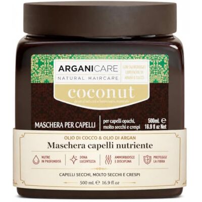 Arganicare Kokos-serie, herstellend voedend masker, met biologische kokosnoot, bevordert de groei, anti-roos en anti-breuk, hoge hydratatie, droog en beschadigd haar, 500 ml Arganicare Kokos-serie, herstellend voedend masker, met biologische kokosnoot, bevordert de groei, anti-roos en anti-breuk, hoge hydratatie, droog en beschadigd haar, 500 ml