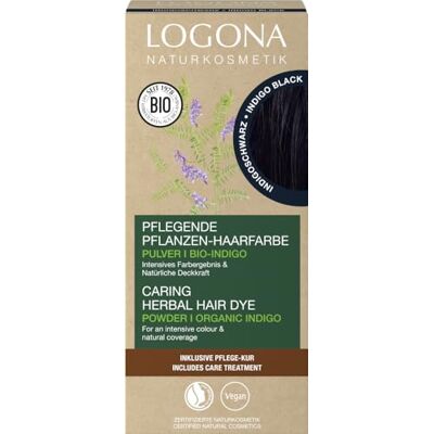 LOGONA Naturkosmetik Voedende plantaardige kleuring, veganistisch, met biologische indigo voor intensieve kleur en glans, indigozwart (zwart), per stuk verpakt (zwart), 1 x 100 g LOGONA Naturkosmetik Voedende plantaardige kleuring, veganistisch, met biologische indigo voor intensieve kleur en glans, indigozwart (zwart), per stuk verpakt (zwart), 1 x 100 g