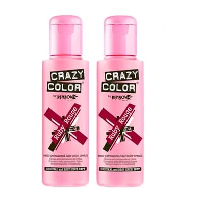 Crazy Color Haarverf, semi-permanent, vibrerend, 100 ml (robijnrood), 2 stuks Crazy Color Haarverf, semi-permanent, vibrerend, 100 ml (robijnrood), 2 stuks
