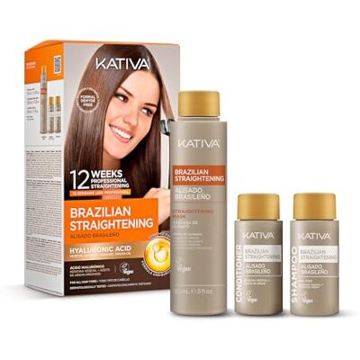 KATIVA Braziliaanse straightening-set, professionele gladmakende behandeling thuis, tot 12 weken, keratine gladmaken, plantaardige keratine, formaline-vrij, eenvoudig aan te brengen KATIVA Braziliaanse straightening-set, professionele gladmakende behandeling thuis, tot 12 weken, keratine gladmaken, plantaardige keratine, formaline-vrij, eenvoudig aan te brengen