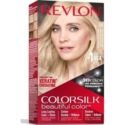 REVLON Colorsilk Beautiful Color Permanente haarkleur met 3D-geltechnologie en keratine, kleuring met 100% dekking van wit haar, 04 natuurlijk blond REVLON Colorsilk Beautiful Color Permanente haarkleur met 3D-geltechnologie en keratine, kleuring met 100% dekking van wit haar, 04 natuurlijk blond