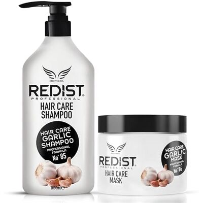 Redist Knoflookshampoo 1000 ml + knoflook haarmasker 475 ml anti-uitval en versterkende formule voedt droog en beschadigd haar herstelt, hydrateert en geeft glans Redist Knoflookshampoo 1000 ml + knoflook haarmasker 475 ml anti-uitval en versterkende formule voedt droog en beschadigd haar herstelt, hydrateert en geeft glans