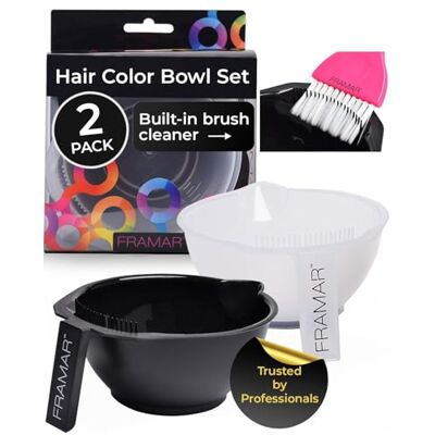 FRAMAR Haarverf Bowl Set Tint Bowl voor haarkleur, bleekmiddel, haarbleekmiddel, highlights haarverf kit, haarmengkom voor kapsalon, haarkleurgereedschap 2 stuks FRAMAR Haarverf Bowl Set Tint Bowl voor haarkleur, bleekmiddel, haarbleekmiddel, highlights haarverf kit, haarmengkom voor kapsalon, haarkleurgereedschap 2 stuks
