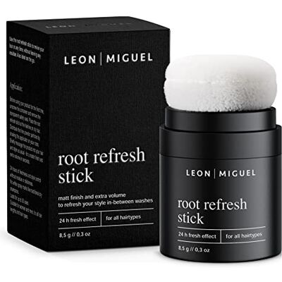LEON MIGUEL Droge poedershampoo in handtasformaat tegen vettige wortels, volumepoeder voor meer frisheid en volume, veganistische droogshampoo met 24 uur fris effect, stick LEON MIGUEL Droge poedershampoo in handtasformaat tegen vettige wortels, volumepoeder voor meer frisheid en volume, veganistische droogshampoo met 24 uur fris effect, stick