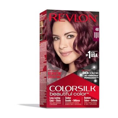 REVLON Colorsilk Beautiful Color Permanente haarverf, lange houdbaarheid, kleur 48 bordeauxrood, 1 toepassing REVLON Colorsilk Beautiful Color Permanente haarverf, lange houdbaarheid, kleur 48 bordeauxrood, 1 toepassing