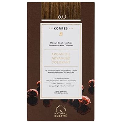 KORRES Permanente haarkleur met plantaardige extracten – dekt 100% van het witte haar – zonder ammoniak, zonder PPD – 6.0 donkerblond KORRES Permanente haarkleur met plantaardige extracten – dekt 100% van het witte haar – zonder ammoniak, zonder PPD – 6.0 donkerblond