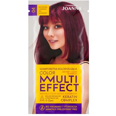 Joanna Multi Effect getinte shampoo haarkleurshampoo in zak houdbaarheid 4-8 wasbeurten kleuring zonder ammoniak en oxidatiemiddelen framboos rood Joanna Multi Effect getinte shampoo haarkleurshampoo in zak houdbaarheid 4-8 wasbeurten kleuring zonder ammoniak en oxidatiemiddelen framboos rood