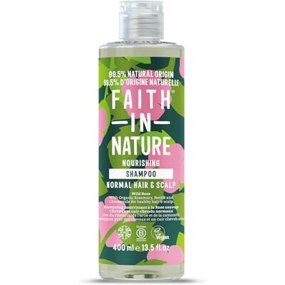 FAITH IN NATURE Natuurlijke shampoo met wilde roos, balancerend, veganistisch en niet getest op dieren, SLS en parabenen, alle haartypes, 400 ml FAITH IN NATURE Natuurlijke shampoo met wilde roos, balancerend, veganistisch en niet getest op dieren, SLS en parabenen, alle haartypes, 400 ml