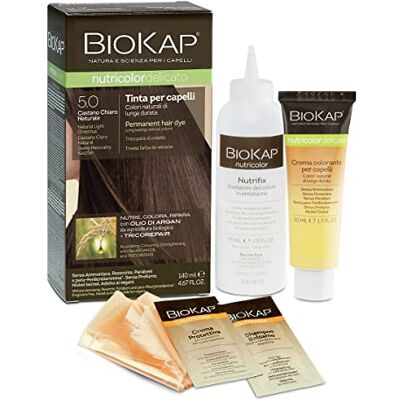 BIOKAP Nutricolor Delicato, haarkleur zonder ammoniak, maakt het haar zacht en glanzend, haarkleuring met natuurlijke kleuren, 140 ml (5,0 natuurlijk lichtbruin) BIOKAP Nutricolor Delicato, haarkleur zonder ammoniak, maakt het haar zacht en glanzend, haarkleuring met natuurlijke kleuren, 140 ml (5,0 natuurlijk lichtbruin)