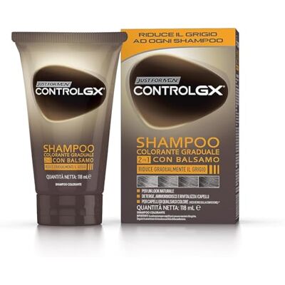 Just for men Control GX, 2-in-1 shampoo en conditioner, vermindert geleidelijk en permanent grijs haar bij elke wasbeurt, alle tinten, 118 ml Just for men Control GX, 2-in-1 shampoo en conditioner, vermindert geleidelijk en permanent grijs haar bij elke wasbeurt, alle tinten, 118 ml