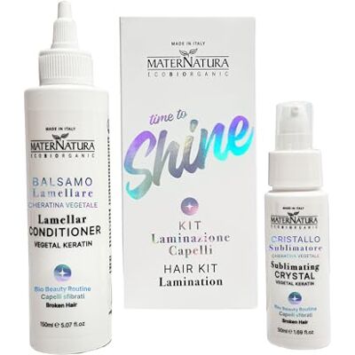 Maternatura , Haarlamineerset voor ontkruld haar, plantaardige keratine, lamineerbalsem, 150 ml + kristal, 50 ml, gemaakt in Italië Maternatura , Haarlamineerset voor ontkruld haar, plantaardige keratine, lamineerbalsem, 150 ml + kristal, 50 ml, gemaakt in Italië