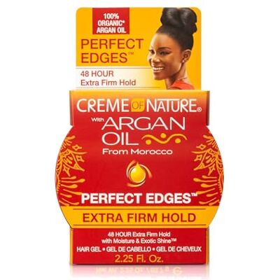 Creme of Nature , Argan, Perfect Edges, gel met arganolie uit Marokko, voor krullend haar, zonder sulfaten, zonder uitspoelen, extra volume voor 24 uur, pot (63,7 ml) Creme of Nature , Argan, Perfect Edges, gel met arganolie uit Marokko, voor krullend haar, zonder sulfaten, zonder uitspoelen, extra volume voor 24 uur, pot (63,7 ml)