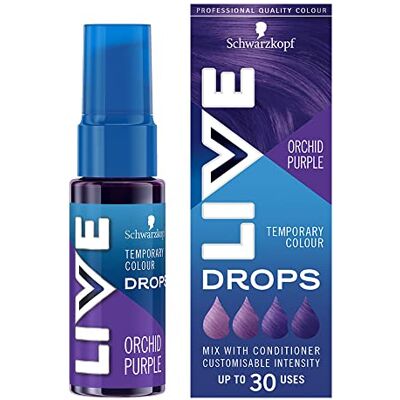 LIVE Schwarzkopf Color Drops, Vegan, Semi-Permanent, Paars, Houdt 2-12 wasbeurten, Orchideeënpaars, 30 ml LIVE Schwarzkopf Color Drops, Vegan, Semi-Permanent, Paars, Houdt 2-12 wasbeurten, Orchideeënpaars, 30 ml