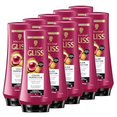 Gliss Kur Gliss Colour Perfector (10 x 200 ml), conditioner met hyaluroncomplex en cranberry-extract voor highlights en gekleurd haar, biedt kleurbescherming en glans Gliss Kur Gliss Colour Perfector (10 x 200 ml), conditioner met hyaluroncomplex en cranberry-extract voor highlights en gekleurd haar, biedt kleurbescherming en glans