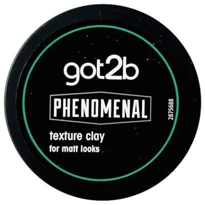 Got2B Fhenomenale textuur klei 5 (100 ml), de haarwax voor mannen geeft een fenomenale matte stijl, geschikt voor kortere haren, veganistische formule Got2B Fhenomenale textuur klei 5 (100 ml), de haarwax voor mannen geeft een fenomenale matte stijl, geschikt voor kortere haren, veganistische formule