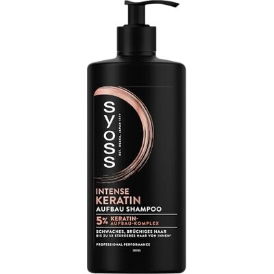 Syoss Keratine shampoo (440 ml), zwak en broos haar, vult het haar en maakt de haarvezel glad, formule met Lotus & Amino Blue Complex Syoss Keratine shampoo (440 ml), zwak en broos haar, vult het haar en maakt de haarvezel glad, formule met Lotus & Amino Blue Complex