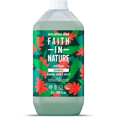 FAITH IN NATURE Natuurlijke shampoo met aloë vera, rustgevend voor normaal haar en hoofdhuid, veganistisch en dierproefvrij, SLS, siliconen of parabenen, navulverpakking van 5 liter FAITH IN NATURE Natuurlijke shampoo met aloë vera, rustgevend voor normaal haar en hoofdhuid, veganistisch en dierproefvrij, SLS, siliconen of parabenen, navulverpakking van 5 liter