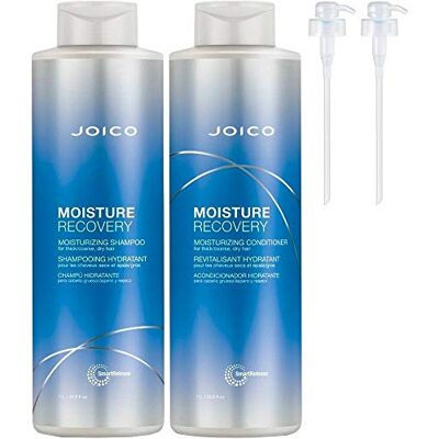 Joico Moisture Recovery Shampoo 1000 ml & Conditioner 1000 ml voor droog/beschadigd/gedehydrateerd haar, dubbele verzorgingsset + gratis pompen Joico Moisture Recovery Shampoo 1000 ml & Conditioner 1000 ml voor droog/beschadigd/gedehydrateerd haar, dubbele verzorgingsset + gratis pompen