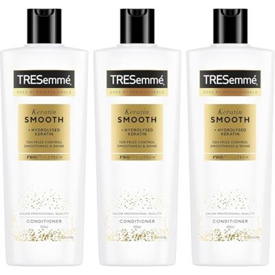 TRESemmé Conditioner Keratine Smooth voor 72 uur frizz control*, smoothness & shine professionele haarverzorging met gehydrolyseerde keratine 400 ml 3 stuks TRESemmé Conditioner Keratine Smooth voor 72 uur frizz control*, smoothness & shine professionele haarverzorging met gehydrolyseerde keratine 400 ml 3 stuks
