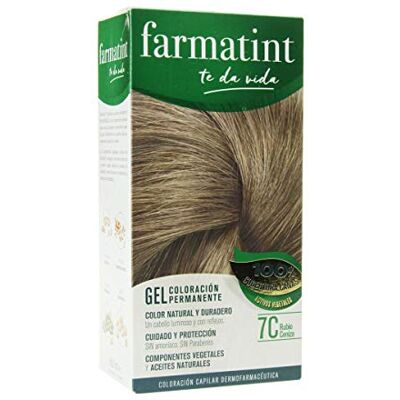 FARMATINT 7C Ash Blonde Gel Natuurlijke en duurzame kleur Plantaardige componenten en natuurlijke oliën Ammoniakvrij Zonder parabenen Dermatologisch getest FARMATINT 7C Ash Blonde Gel Natuurlijke en duurzame kleur Plantaardige componenten en natuurlijke oliën Ammoniakvrij Zonder parabenen Dermatologisch getest