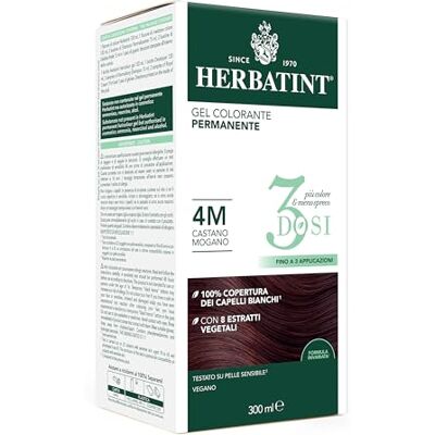 Herbatint 4M Permanente kleurgel, 300 ml, ammoniakvrij, voor de gevoelige huid, 100% dekking van wit haar, met 8 biologische natuurlijke extracten Herbatint 4M Permanente kleurgel, 300 ml, ammoniakvrij, voor de gevoelige huid, 100% dekking van wit haar, met 8 biologische natuurlijke extracten