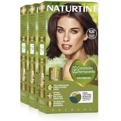 Naturtint Biobased Ammoniakvrije kleuring 100% dekking van wit haar Plantaardige ingrediënten Natuurlijke en langdurige kleur 4,32 Intens Kastanjebruin 3 stuks Naturtint Biobased Ammoniakvrije kleuring 100% dekking van wit haar Plantaardige ingrediënten Natuurlijke en langdurige kleur 4,32 Intens Kastanjebruin 3 stuks
