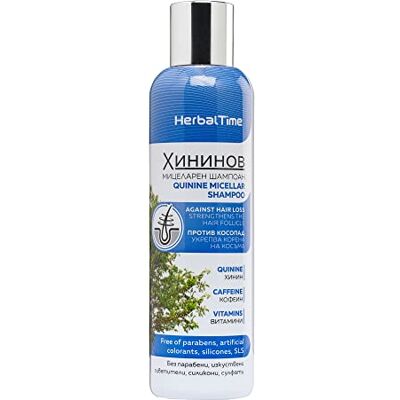Herbal Time Micellaire shampoo met kinine kruiden behandeling tegen haaruitval zonder parabenen, siliconen en sulfaten, 200 ml Herbal Time Micellaire shampoo met kinine kruiden behandeling tegen haaruitval zonder parabenen, siliconen en sulfaten, 200 ml