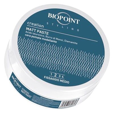 BIOPOINT Styling Matte pasta, matte wax voor modellerend haar, medium fixatie, hydraterende en versterkende werking, 100 ml BIOPOINT Styling Matte pasta, matte wax voor modellerend haar, medium fixatie, hydraterende en versterkende werking, 100 ml