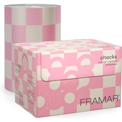 FRAMAR Aluminium kapperspapier, roze, geruit, professioneel, aluminium, kappersroller, professioneel kappersmateriaal, 97,5 m FRAMAR Aluminium kapperspapier, roze, geruit, professioneel, aluminium, kappersroller, professioneel kappersmateriaal, 97,5 m