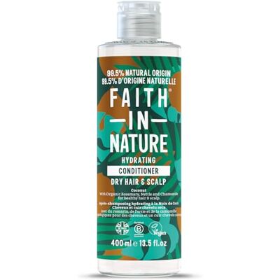 FAITH IN NATURE Biologische conditioner met kokosnoot, vochtinbrengende crème voor droog haar en droge hoofdhuid, veganistisch en dierproefvrij, SLS, siliconen of parabenen, 400 ml FAITH IN NATURE Biologische conditioner met kokosnoot, vochtinbrengende crème voor droog haar en droge hoofdhuid, veganistisch en dierproefvrij, SLS, siliconen of parabenen, 400 ml