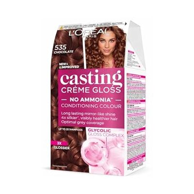L'Oreal Paris L'Oréal Paris Semi-permanente haarkleur zonder ammoniak chocolade 535 glanzende kleur, natuurlijke afwerking tot 28 shampoos Casting Crème Gloss 1 applicatie L'Oreal Paris L'Oréal Paris Semi-permanente haarkleur zonder ammoniak chocolade 535 glanzende kleur, natuurlijke afwerking tot 28 shampoos Casting Crème Gloss 1 applicatie