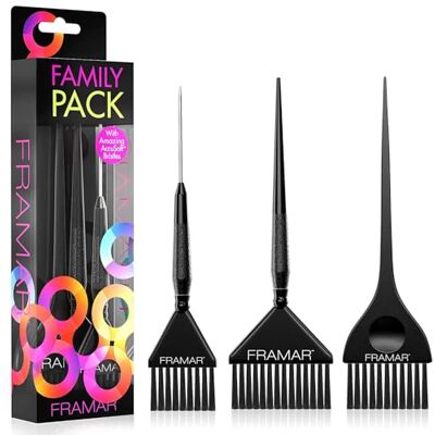 FRAMAR Haarverfkwast Set Haarverfkwast Kapperborstel, Kwast voor Haarverven, Haarverfset, Haarverf Accessoires, Haarverfkwast, Verfkwast voor Haar, Zwart 3 stuks FRAMAR Haarverfkwast Set Haarverfkwast Kapperborstel, Kwast voor Haarverven, Haarverfset, Haarverf Accessoires, Haarverfkwast, Verfkwast voor Haar, Zwart 3 stuks
