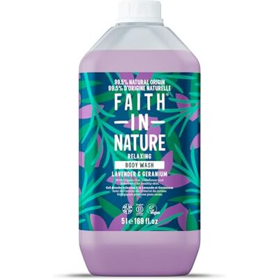 FAITH IN NATURE Schuimbad Veganistisch en vrij van wreedheid, SLS en parabenen Navulverpakking van 5 liter Lavendel & Geranium FAITH IN NATURE Schuimbad Veganistisch en vrij van wreedheid, SLS en parabenen Navulverpakking van 5 liter Lavendel & Geranium