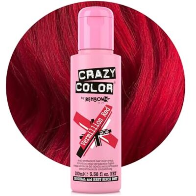 Crazy Color Renbow Hair Color Cream Semi-Permanente Haarverf, 40 Vermillion Red, 100 ml Crazy Color Renbow Hair Color Cream Semi-Permanente Haarverf, 40 Vermillion Red, 100 ml