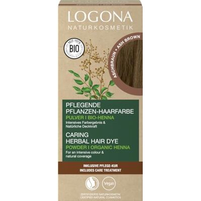 LOGONA Naturkosmetik Voedende plantaardige kleuring, veganistisch, met biologische henna voor intensieve kleur en intense glans, asbruin, 100 g LOGONA Naturkosmetik Voedende plantaardige kleuring, veganistisch, met biologische henna voor intensieve kleur en intense glans, asbruin, 100 g