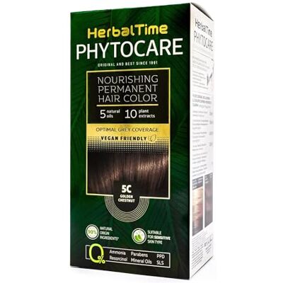 Herbal Time Phytocare Permanente haarverf kastanjebruin goud 5C 124,5 ml Zonder ammoniak, PPD en SLS, verrijkt met natuurlijke oliën, ideaal voor gevoelige haarhuid Herbal Time Phytocare Permanente haarverf kastanjebruin goud 5C 124,5 ml Zonder ammoniak, PPD en SLS, verrijkt met natuurlijke oliën, ideaal voor gevoelige haarhuid