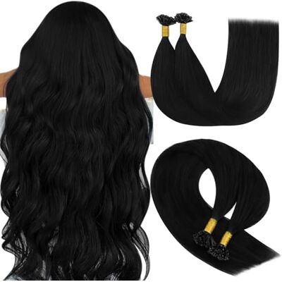 YoungSee Haarverlenging, keratine, zwart, 40,6 cm, extensions, keratine, warm, echt haar, zwart, 50 strengen / 50 g YoungSee Haarverlenging, keratine, zwart, 40,6 cm, extensions, keratine, warm, echt haar, zwart, 50 strengen / 50 g