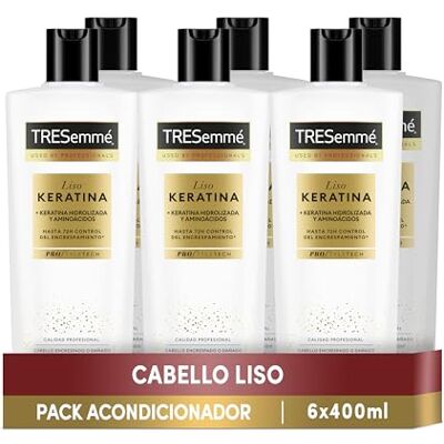 TRESemmé Gladde keratine conditioner voor kroeshaar of beschadigd haar met marulaolie en keratine, verpakking van 6 x 400 ml TRESemmé Gladde keratine conditioner voor kroeshaar of beschadigd haar met marulaolie en keratine, verpakking van 6 x 400 ml