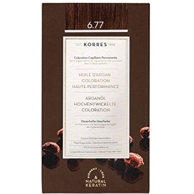 KORRES Argan Oil kleurstof Gianduja ammoniakvrije kleurstof 6.77 100% grijze, veganistische haardekking voor een langdurig kleurresultaat KORRES Argan Oil kleurstof Gianduja ammoniakvrije kleurstof 6.77 100% grijze, veganistische haardekking voor een langdurig kleurresultaat