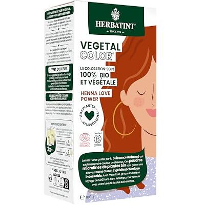 Herbatint Vegetal Color 100% natuurlijke en biologische plantaardige kleuring, Henna Love Power pure henna 100 g Herbatint Vegetal Color 100% natuurlijke en biologische plantaardige kleuring, Henna Love Power pure henna 100 g