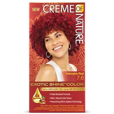 Creme of Nature Arganolie – permanente haarkleur met arganolie uit Marokko – haarkleur krullend tot kroeshaar – dekt 100% van het witte haar – haarverf N 7.6 intens rood Creme of Nature Arganolie – permanente haarkleur met arganolie uit Marokko – haarkleur krullend tot kroeshaar – dekt 100% van het witte haar – haarverf N 7.6 intens rood