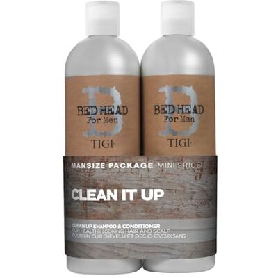 TIGI Bed Head for Men by Clean Up shampoo voor dagelijks gebruik en conditioner, 2 x 750 ml TIGI Bed Head for Men by Clean Up shampoo voor dagelijks gebruik en conditioner, 2 x 750 ml