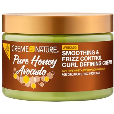 Creme of Nature Pure Honey Hair Food Avocado, stylingcrème op basis van avocado-olie en honing, definieert en verzorgt krullen, stylingverzorging voor krullend haar, zonder uitspoelen, 326 ml Creme of Nature Pure Honey Hair Food Avocado, stylingcrème op basis van avocado-olie en honing, definieert en verzorgt krullen, stylingverzorging voor krullend haar, zonder uitspoelen, 326 ml