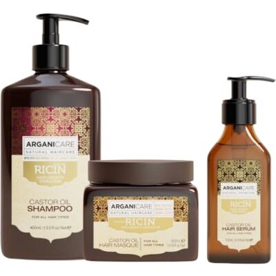 Arganicare Shampoo + masker + castorserum groeiversneller kalmeert het hoofdleer verzorgt en versterkt het hoofdleer sterk en glanzend haar 400 ml + 500 ml + 100 ml Arganicare Shampoo + masker + castorserum groeiversneller kalmeert het hoofdleer verzorgt en versterkt het hoofdleer sterk en glanzend haar 400 ml + 500 ml + 100 ml