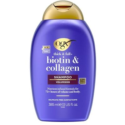 OGX Biotine & Collageen shampoo (385 ml) versterkende shampoo voor fijn en fijn haar, met vitamine B7 biotine en collageen, zonder sulfaten OGX Biotine & Collageen shampoo (385 ml) versterkende shampoo voor fijn en fijn haar, met vitamine B7 biotine en collageen, zonder sulfaten