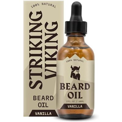 Viking , Baardolie (groot 2 oz) – 100% natuurlijke baardconditioner met biologische argan- en jojoba-oliën met vanillegeur – versterkt de baardgroei Viking , Baardolie (groot 2 oz) – 100% natuurlijke baardconditioner met biologische argan- en jojoba-oliën met vanillegeur – versterkt de baardgroei